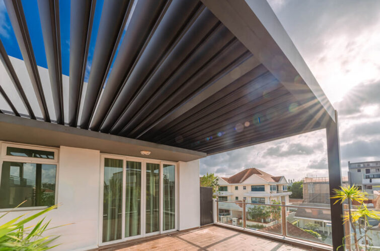 Pergola Motorised Louvre LED Shelter Singapore Roof