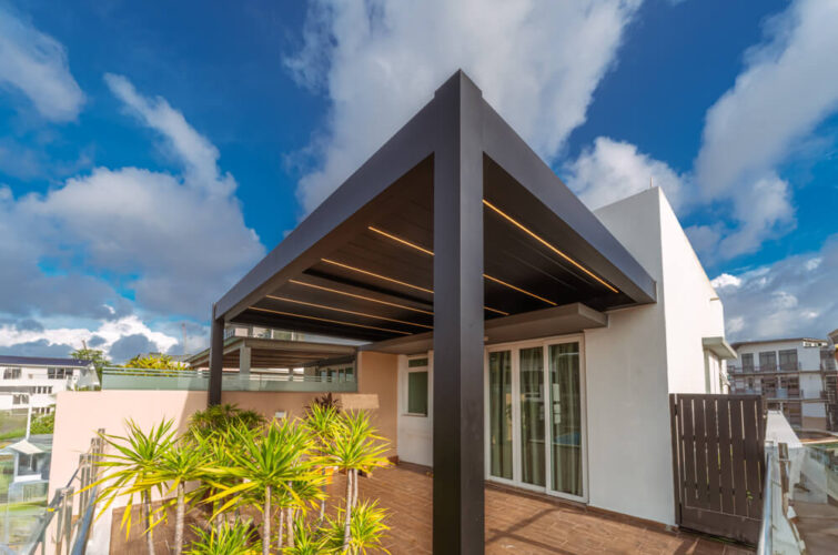 Pergola Motorised Louvre LED Shelter Singapore Roof