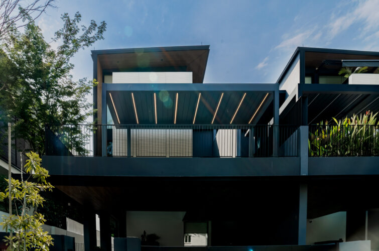 Pergola Motorised Louvre LED Shelter Singapore Roof