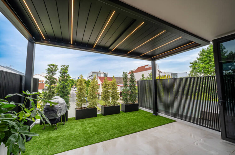 Pergola Motorised Louvre LED Shelter Singapore Roof