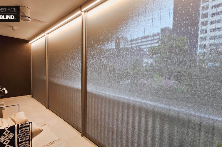 LED lighted ZipBlind in Stratum Singapore Pasir Ris condominium balcony by ShadeSpace