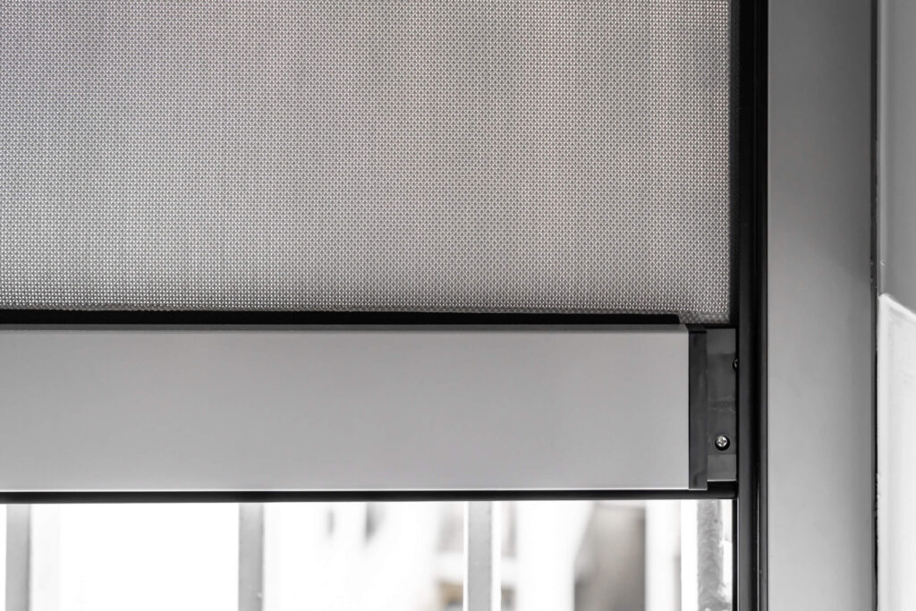 Shyzip ziptrack outdoor balcony blinds closeup on phifer sheerweave fabric with 1% openness perforation
